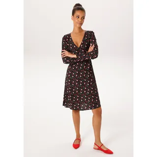 Minikleid ANISTON CASUAL, Damen, Gr. 40, N-Gr, schwarz, rot, wollweiß, blau, grün, Web, Obermaterial: 100% Viskose, bedruckt, figurumspielend kniefrei, V-Ausschnitt, Kleider Minikleid, mit extravagantem Alloverdruck