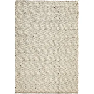 Linea Natura Handwebteppich , Weiß, Beige , Textil , Struktur , rechteckig , 160x230 cm , leicht zusammenrollbar , Teppiche und Böden, Teppiche, Schafwollteppiche