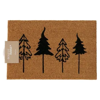Fußmatte GREGOR natur mit schwarzen Tannenbäumen Weihnachten Kokos PVC 60x40cm - Schwarz