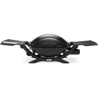 Weber Q2000 Gasgrill, 54 x 39cm Grillfäche, portabler BBQ Grill, 1 Brenner, mit ausklappbaren Seitentischen, 2-geteilter porzellanemaillierter Guss-Grillrost - Schwarz (53010079)