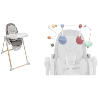 Chicco Polly Armonia, Kinderhochstuhl für Babys von der Geburt bis 40 kg, mit Spielbogen, Hochstuhl mit verstellbarer Höhe und Fußstütze, Kompakt verstaubar, Modernes Design