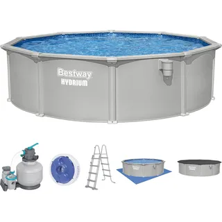 BESTWAY Hydrium Rundpool 457 x 120 cm inkl. Sandfilteranlage, Skimmer, Leiter, Abdeck- & Bodenplane