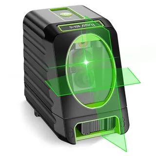 Huepar BOX-1G Kreuzlinienlaser Grün, Linienlaser Selbstnivellierenden mit Pulsfunktion, Umschaltbar Vertikale- und Horizontaler Linie mit H130° / V150° Abstrahlwinkel, 25m Arbeitsbereich