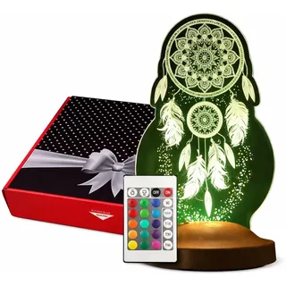 Geschenkelampe Traumfänger 3d Lampe Mit LED Licht Wunschtext Dreamcatcher Dekoration Wohnkultur