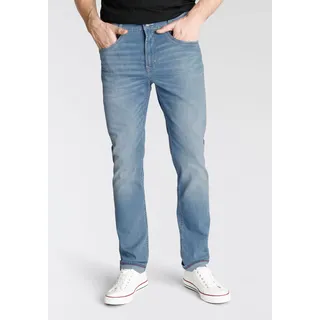 Slim-fit-Jeans MAC "Arne-Pipe light", Herren, Gr. 36 (37), Länge 32, blau (light blau authentic wash), Denim/Jeans, Obermaterial: 88% Baumwolle, 9% Elastomultiester, 3% Elasthan, Abriebeffekte, figurbetont knöchellang, Jeans Slim-fit-Jeans, schmaler figurbetonender Schnitt