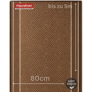 KARAT Premium Teppichläufer mit Muster - 80 x 200 cm, Braun - Modernes Rauten-Design - Teppich - Läufer für Küche, Flur & Wohnraum - Flurläufer Küchenläufer Flurteppich (Olymp)