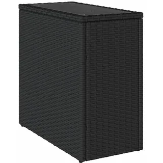 vidaXL Garten-Beistelltisch mit Glasplatte Schwarz 58x27,5x55cm Rattan - Schwarz