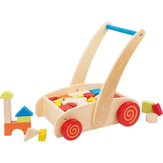 Small Foot Holz Lauflernwagen Bauklötze - pädagogisches Spielzeug - Bunt