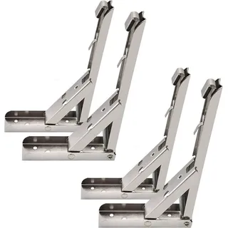 4er Set 12 Zoll Regalträger aus Edelstahl | 295mm klappbare Regalhalterung | Regalwinkel zur Wandmontage | Regal Halter für Wohnmobil Camping | 4 Stück Wandhalterung für Regalbretter