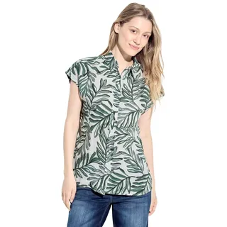 Cecil Damen Leinenbluse mit Print strong khaki, XL