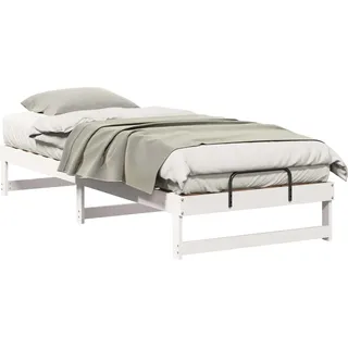 vidaXL Bettrahmen Weiß 100 x 220 cm Massives Kiefernholz - Weiß