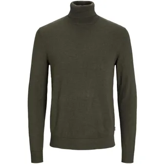 Herren Jack & Jones Dünner Rollkragen Strickpullover | Klassischer Rundhals Sweater | Langarm Basic JJEEMIL, Farben:Grün, Größe Pullover:S