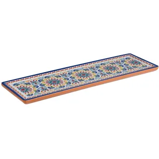 APS 84683 GN 2/4 Tablett ARABESQUE, 53 x 16,2 cm, Höhe 2 cm, Melamin, Dekor/Terracottaoptik, Antirutsch-Füße
