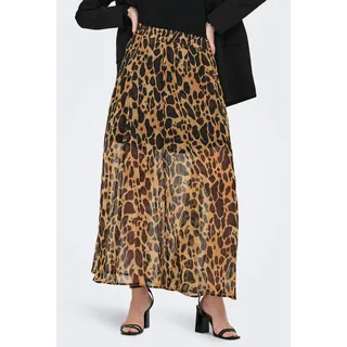 Faltenrock ONLY "ONLASTA – Knöchellanger Rock mit elastischem Bund", Damen, Gr. XS (34), schwarz (schwarz aop:warm leo), Jersey, Obermaterial: 100% Polyester, bedruckt, regular fit knöchellang, Röcke Faltenrock, regular fit, Jersey, Polyester, elastischer Bund, unifarben