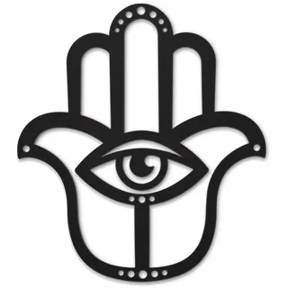 BeautiWall Hamsa Hand Moderne Wanddeko Metall Schwarz - Beschichtete Wandschmuck Metallbilder - Wohnzimmer Badezimmer Schlafzimmer Wand Deko Metalldekoration - Inklusive Klebestreifen