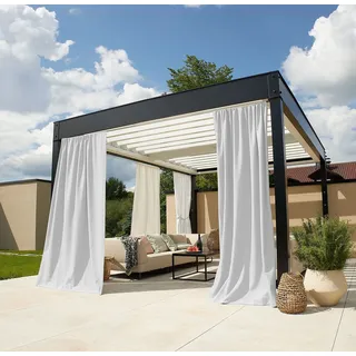 Neutex for you! Vorhang nach Maß Outdoorvorhang SOLERO (1 St), Stangendurchzug, blickdicht, Jacquard, Uni Outdoorvorhang mit leichter Struktur weiß 300 cm x 300 cm