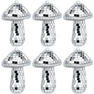 Weihnachtskugeln 6 Stück Disco Pilze sliber,Disco pilz gro,Spiegel pilz Disco,Disco Pilze Silber,discokugel deko,Disco Pilze für Heimdekortionen, Bühnenrequisiten, Spielzubehör,christbaumkugeln