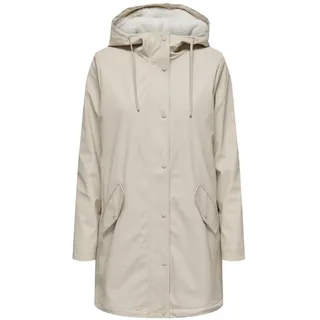 Only Damen Regenjacke ONLSally 15206116 wasserabweisender Parka mit Kapuze Oatmeal/White teddy L