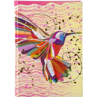 Goldbuch 64273 Notizbuch Flower Kolibri, Notizheft im DIN A5 Format, Kladde mit 200 chamoisfarbene Blankoseiten, Kunstdruck mit Goldprägung und Relief, Rosa / Gelb