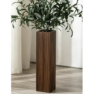 Hanobe Bodenvase Groß Deko Vase: 53cm Hoch Natur Holz für Wohnzimmer | Rustikale dunkelbraun vasen große, eckig, xxl, für pampasgras zweige, für home flur kamin schlafzimmer ecke