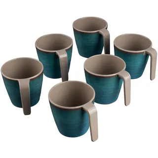 Melamin Tassen 350ml ideal für Camping 6 Personen Jesolo Grün Stapelbar