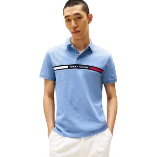 Tommy Hilfiger Herren Poloshirt Kurzarm Chest Insert Regular Fit, Blau (Brisk Blue), XL