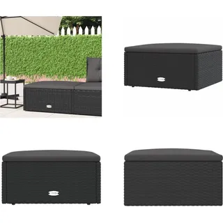 vidaXL Gartenhocker mit Kissen Schwarz Poly Rattan - Gartenhocker - Garten Fußschemel - Gartenmöbel - Terrassenmöbel - Schwarz