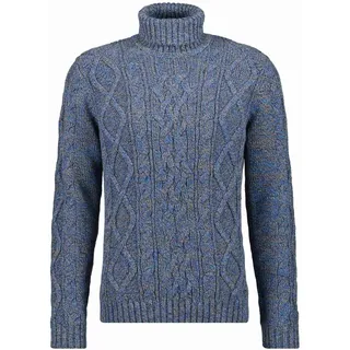 Rollkragenpullover RAGMAN, Herren, Gr. 54, blau (blau, 174), Strick, 100% Baumwolle, ohne Ausschnitt, Pullover Rollkragenpullover