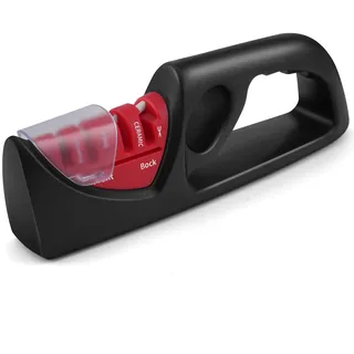 4-in-1 Messerschärfer,Manueller Messerschleifer Profi zum Schärfen von Küchenmesser, Jagdmesser, Scheren, Keramikstein, Wolframcarbid und Diamant,Ergonomisch,Rutschfeste Basis