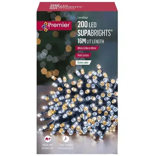 200 LED Warmes Weiß/Weiß Weihnachten Fairy Lichter Timer 23.9m Innen/Außen Deko