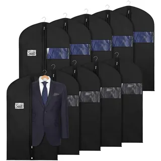 KEEGH 101cm Kleidersack (10-teiliges Set) Kleidersack zur Aufbewahrung, Schrank mit Reißverschluss mit Kleidersacke und Blazer mit Klappösen Kleid, schwarz