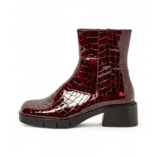 Art für Damen. 112841367003_008 Leder-Stiefeletten 1284 burgundy Warschau (42), 3 bis 5 cm, Reißverschluss, Lässig, Kastanienbraun, Bordeaux