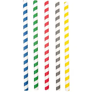 50 Stück - gerade gestreifte Trinkhalme, Ø 1 x 21 cm, sortiert