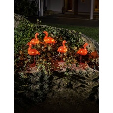 Bild Weihnachtsfigur, LED Acryl Flamingos, 5er-Set, 40 bernsteinfarbene Dioden, orange
