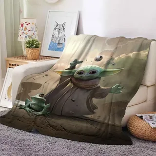 Mandalorian Yoda Flannel Fleece Blanket Grogu Kuiil Karga Decke Sommer Sofa Quilt - Grogu 07 - 150x200cm