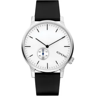 Komono Herren Uhr Armbanduhr Leder Winston Subs - Silver / White KOM-TRW3002