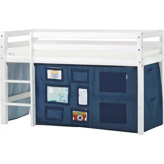 Hoppekids Hochbett »ECO Dream, Kinderbett, Spielbett, Halbhohes Bett aus Massivholz« inkl. Vorhang-Set Creator, Bettgröße & Matratze wählbar, blau