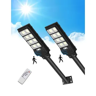 Sararoom 400W Solarlampen für Außen mit Bewegungsmelder Fernbedienung, 2pc 6500K 50000 LM Solar Straßenlaterne Wegeleuchte, IP65 Wasserdichte LED Solar Strahler Aussenleuchte für Gärten Garage Straßen