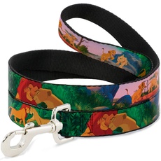 Buckle-Down Pet Leash - Lion King Simba & Nala Growing Up Scenes - 6 Feet Long - 1" Wide