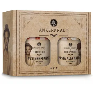 Ankerkraut Bud Spencer & Terence Hill Bagaluten Gewürz-Box, mit Westernpfanne und Pasta alla Napoli, Geschenk-Set, lecker kochen, 195 g Gewürze Inhalt