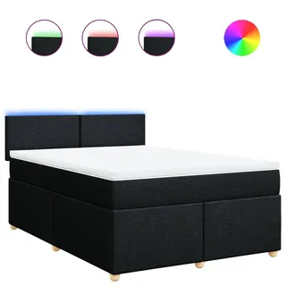 vidaXL Boxspringbett mit Matratze Schwarz 160x200 cm Stoff - Schwarz