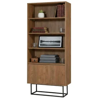 Dmora Almeni Bücherregal, Büroregal, Bücherregal, Bücherregal, 80 x 36 x 182 cm, Walnuss und Schwarz