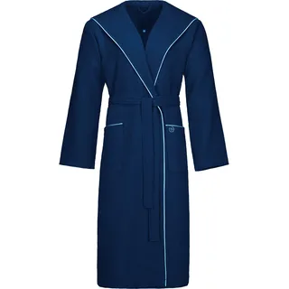 Herrenbademantel BUGATTI "Tizian, ideal für Sauna & Spa, Hotelbademantel, Morgenmantel" Gr. S, blau (marineblau), L:125cm, Piqué, Hausmäntel, Herrenbademantel, Waffelpiqué-Struktur, mit Baumwollbiese