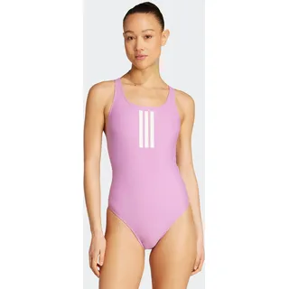 Badeanzug ADIDAS PERFORMANCE "3-STREIFEN V-BACK", Damen, Gr. 44, N-Gr, lila (preloved lila, weiß), Obermaterial: 78% Polyamid, 22% Elasthan, Badeanzüge Badeanzug, sportlicher Schnitt, stretchiges, chlorresistentes Material