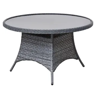 raumhirsch Gartentisch MODERNO Runder 120 cm mit schwarzer Glasplatte Tisch Balkon Terrasse Garten Outdoor - Schwarz