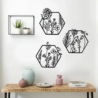 xiruiubao Wanddeko Metall Schwarz,3 Stück Metallbilder Wanddeko Modern,Wandbilder Metall,Wandschmuck,Wandobjekte,Minimalistische Deko Wand für Schlafzimmer,Wohnzimmer,Büro,Balkon