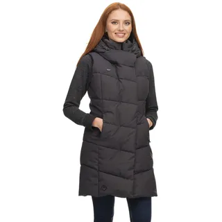 Ragwear PAVLA VEST Damen Frauen Weste,Stepp-Weste lang, Weste lang,ärmellos,Kapuze,Grau,S