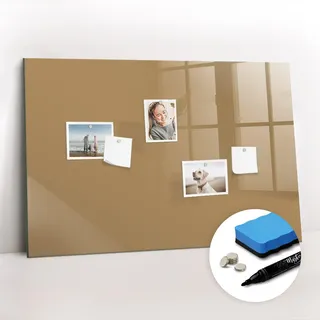 Tulup Magnettafel 90x60 Beige schwarzer Marker , Glas , 90x0.4x60 cm , Bilder & Rahmen, Pinnwände & Magnettafeln