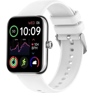 Smartwatch Damen Herren,Fitnessuhr Tracker mit Bluetooth-Anruf,1.81" HD mit Fitness Tracker IP67 Wasserdicht/Blutsauerstoff/Sportuhr Android IOS - Weiß