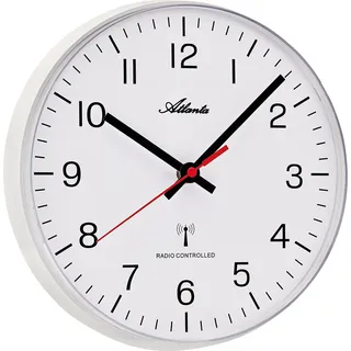 Atlanta 4532/0 Funk-Wanduhr, Weiß, aus Kunststoff, modern, gut ablesbar - Weiß